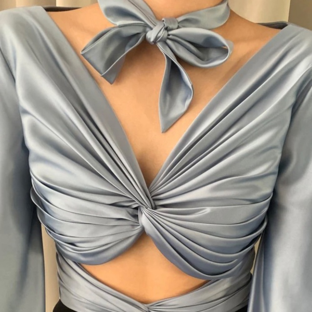 Blue Silky Million Blouse Top - Only worn twice for photo shoots!